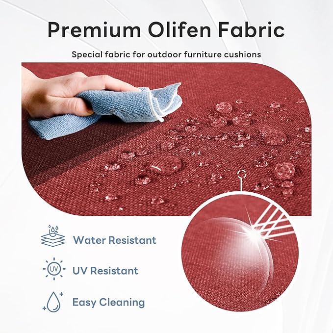 6" Thicker Outdoor Chair Cushion 8 Sets - 24" *24" *6" Waterproof Patio Furniture Cushions with Removable Cover, 28D High Density Sponge Filling Thicken Outdoor Patio Cushions - Red