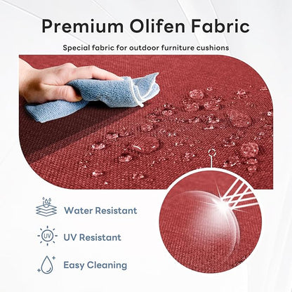 6" Thicker Outdoor Chair Cushion 9 Sets - 24" *24" *6" Waterproof Patio Furniture Cushions with Removable Cover, 28D High Density Sponge Filling Thicken Outdoor Patio Cushions - Red
