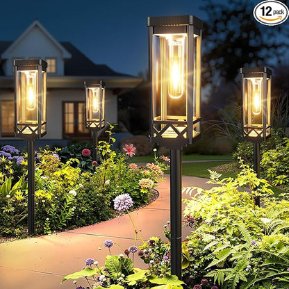 KOOPER Taller Solar Pathway Lights Outdoor, 12 Pack Upgraded Brighter Solar Garden Lights Solar Powered, Up to 15 Hours Outdoor Solar Lights for Yard Landscape Lighting Path Walkway Driveway Sidewalk