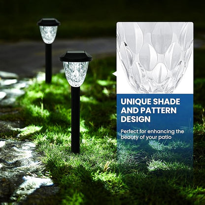 GIGALUMI 12 Pack Solar Lights Outdoor, Solar Pathway Lights with Great Pattern, Waterproof Auto On/Off Solar Powered Light for Outside Yard Garden Walkway Driveway Lawn Pathway