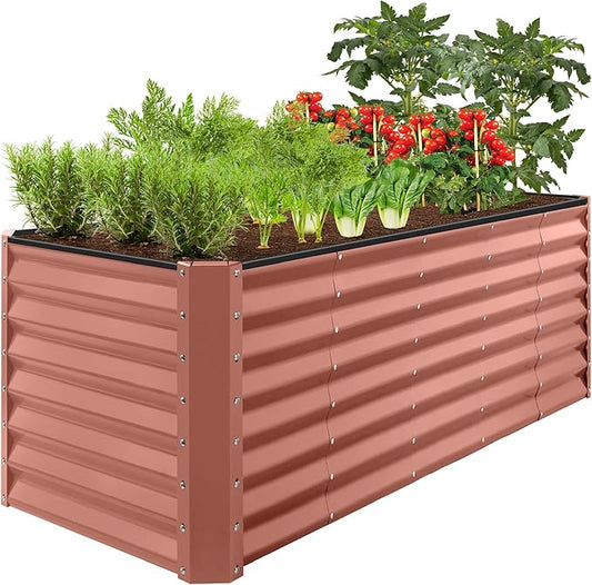 Best Choice Products 8x2x2ft Raised Outdoor Metal Garden Bed, Rectangular Planter Box for Herbs, Flowers, and Deep Root Vegetables w/ 240 Gallon Capacity - Terracotta
