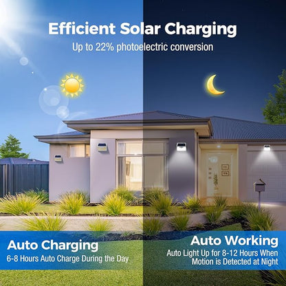 Peasur Solar Lights Outdoor Waterproof, 3Pack 140LED Bright Motion Sensor Security Lights 3 Modes, Solar Powered Fence Wall Light for Garden Yard Outside(Cool White)