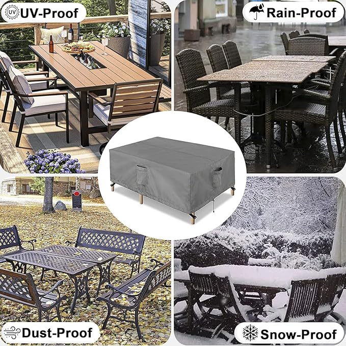 OutdoorLines Outdoor Waterproof Patio Table Furniture Set Covers - Square Couch Sectional Cover Outside Weatherproof Patio Furniture Covering for Deck, Lawn and Backyard 74" L x 74" W x 28" H, Grey