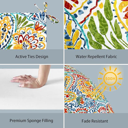 LVTXIII Outdoor Chair Cushions 19"x19"x2" Pack of 2, Water-Repellent Square Corner Memory Foam Seat Cushions with Ties for Garden Patio Furniture, Paisley Multi