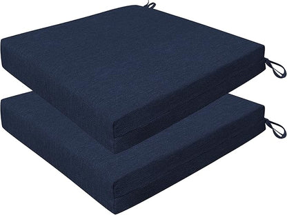 Honeycomb Outdoor Set of 2 Seat Pads, 20 x 20, Textured Solid Indigo Blue Dining Chair Cushions for Patio Furniture