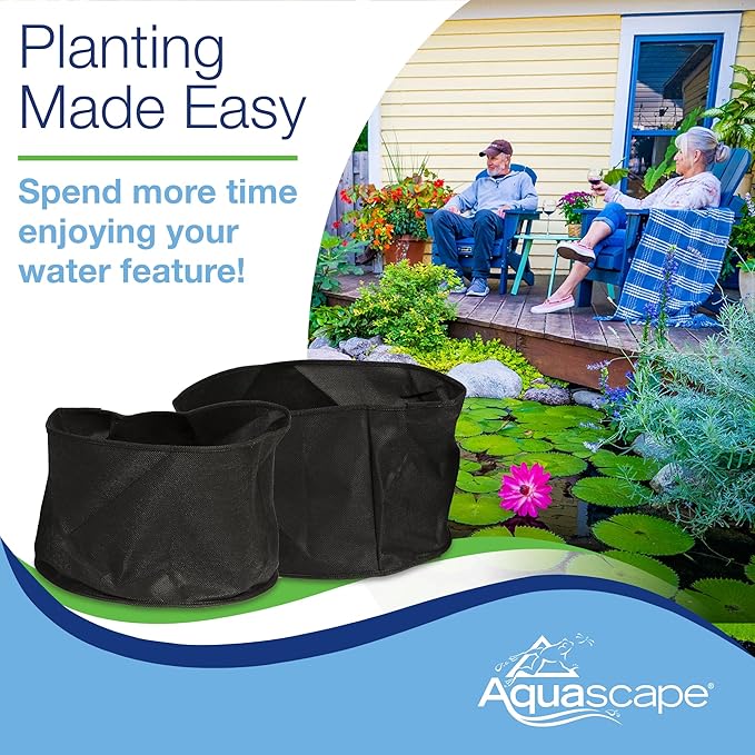 Aquascape 98501 Plant Pot 6" Round x 6" Deep Fabric (2 Pack) for Pond Water Feature and Garden