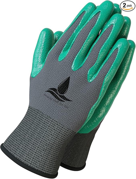 Garden Gloves Women and Men 2 pairs, Super Grippy Texture for Gardening and Work Activities - S,M,L Sizes (Large)