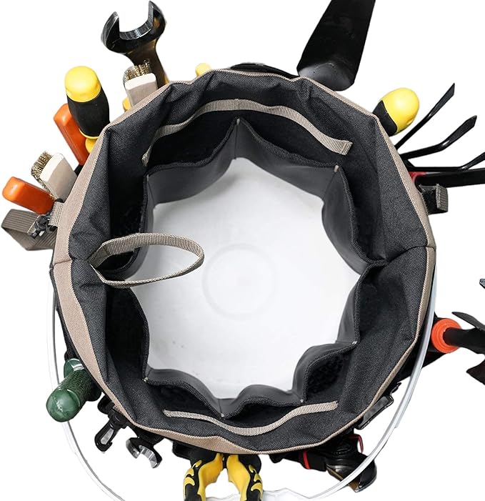 MELOTOUGH Bucket Tool Organizer With 35 Pockets Fits to 3.5-5 Gallon Bucket (Khaki)