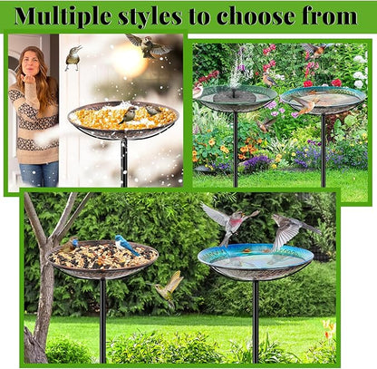 Metal Bird Bath for Outside, Detachable Birdbath & Birdfeeder with Base Stake, Vintage Bird Baths Feeder Bowl for Outdoors Garden Yard Lawn Decor (Vintage Green)