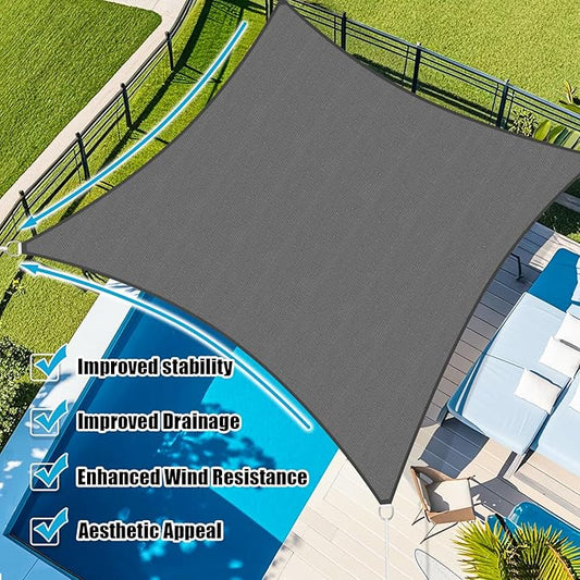Amagenix Sun Shade Sail 12'X24' Curved Edge Outdoor Shade Canopy Dark Grey Breathable 95% UV Block Shade Cloth for Patio Garden Backyard (We Make Custom Size)