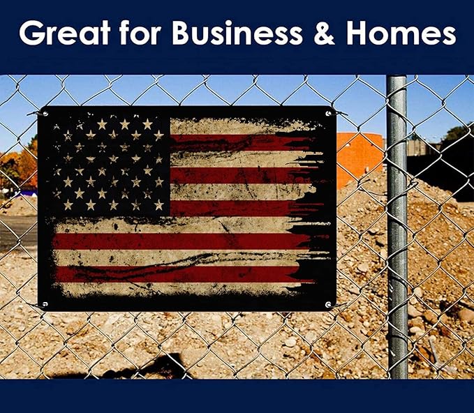 Retro Metal Tin Sign Wall Decoration with American Flag Pattern, Used for Bar Home Living Room Decoration 12 X 8 Inches