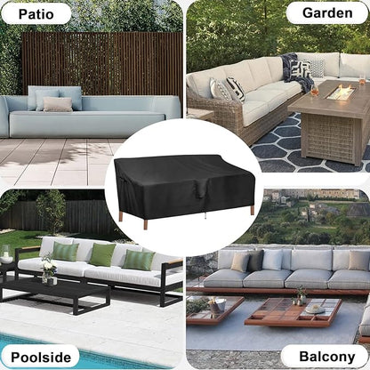 OutdoorLines Outdoor Waterproof Patio 4-Seater Couch Cover - UV Resistant Patio Sofa Furniture Covers Weatherproof Heavy Duty Glider Covers for Outdoor Furniture, 104Wx32.5Dx33H Inches, Black