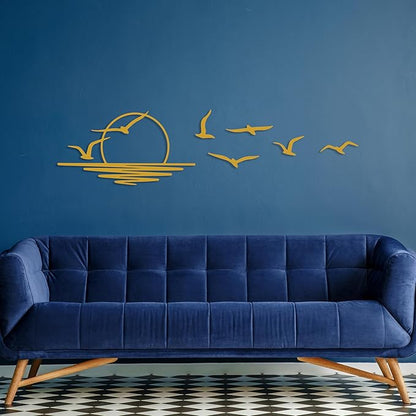 Sunrise Metal Wall Art, Sunset Metal Wall Decor for Living Room, Sunshine Line Art Home Decor Outdoor Indoor, Sun Design Modern Artwork for Walls, Abstract Sunset Wall Decor, Housewarming Gifts