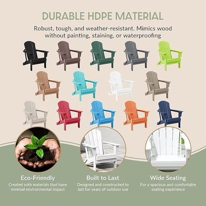 WestinTrends Malibu HDPE Outdoor Patio Folding Poly Adirondack Chair, White