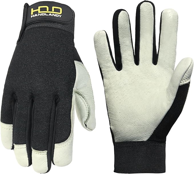 HANDLANDY Work Gloves for Men & Women, Utility Mechanic Working Gloves Touch Screen, Flexible Gardening Gloves for Yard