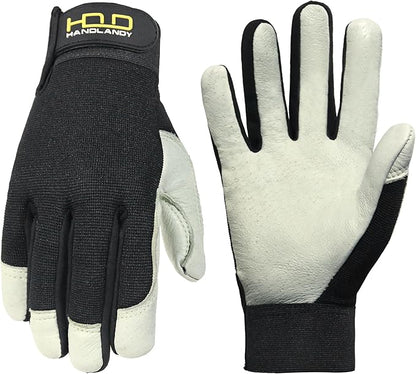 HANDLANDY Work Gloves for Men & Women, Utility Mechanic Working Gloves Touch Screen, Flexible Gardening Gloves for Yard