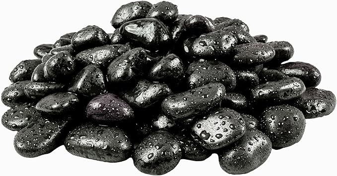MSI Decorative Polished Black Pebbles, 0.8 inch - 1.2 inch, 40 lb. Bag(Pallet/ 55 Bags)