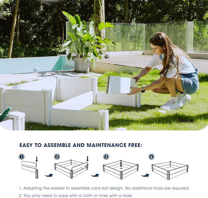 PASAMIC 4x4x1ft Vinyl Raised Garden Bed, Rust-Proof Raised Plant Box for Gardening, Durable Outdoor Planter Box with Open Bottom, DIY Above Ground Vinyl Garden Beds for Fruit, Vegetables, Herbs