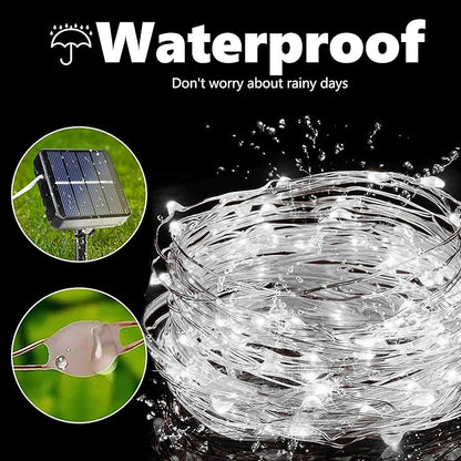 Joomer Solar Fairy Lights, 2-Pack Total 80FT 240LED Solar String Lights Outdoor Waterproof 8 Lighting Modes for Patio Fence Party Garden Yard Home Holiday Tree Outdoor Decoration (White)