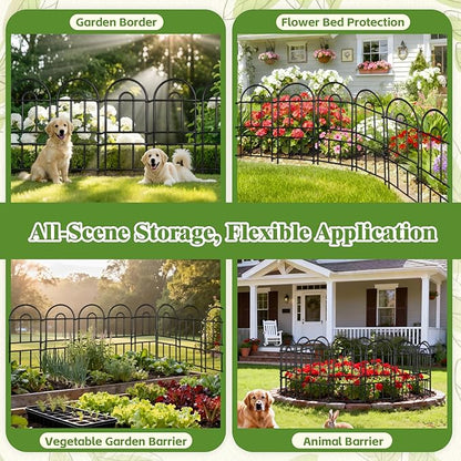 Garden Fence 32in(H) x 8.25ft(L), 9 Pack Rustproof Metal Garden Border Fence, No Dig Animal Barrier for Dog, Decorative Arched Flower Bed Edging Panels for Yard, Patio & Landscaping