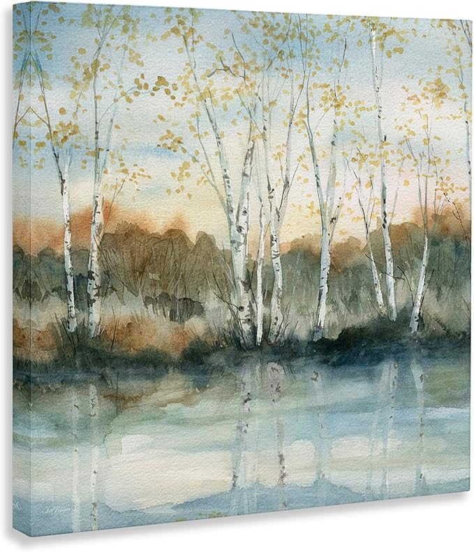 Stupell Industries Birch Tree Reflections Quaint Lake Clearing Landscape Canvas Wall Art, Design by Carol Robinson