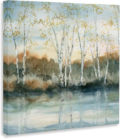 Stupell Industries Birch Tree Reflections Quaint Lake Clearing Landscape Canvas Wall Art, Design by Carol Robinson