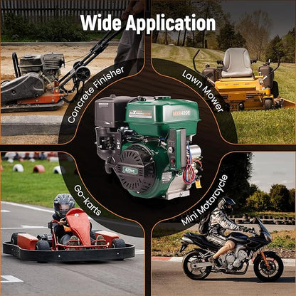 maXpeedingrods 15HP 420cc Gas Engine, Electric Start 4 Stroke OHV Horizontal Gasoline Engine, Shaft 1" (25.4mm) Diameter, Shaft 1/4" Keyway, for Go-Karts Log Splitters Compressors Lawn Mowers