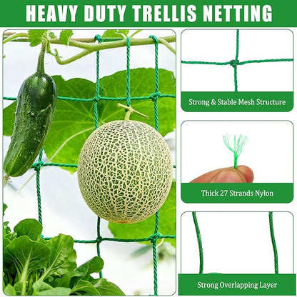 6.6x26.3FT Trellis Netting for Climbing Plants,Trellis Netting with Plant Clips, Heavy-Duty PE Trellis Net for Cucumber, Tomato, Vegetables, Fruits, Sweet Pea Plants
