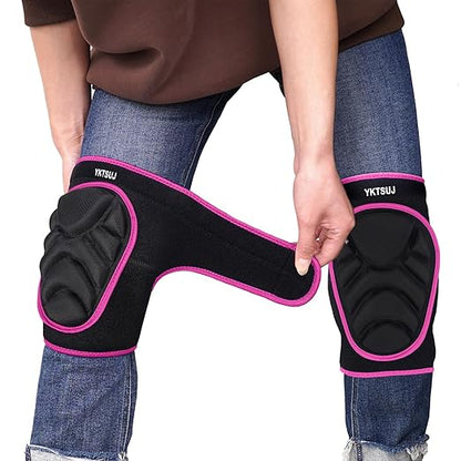Knee Pad Women Men for Gardening House Working, Floor and Carpet Cleaning, Construction Work, Cleaning Knee Pads With High Elastic Fabric Black with Pink Edge S