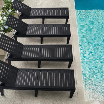 Nestl Patio Chairs - Black Chaise Lounge Chair Outdoor, 5-Position Adjustable Sun Tanning Chair, Waterproof Pool Lounge Chairs Set of 12, Reclining Lawn Chair, Lightweight Outdoor Lounge Chairs