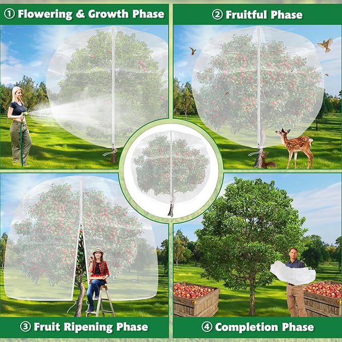 Evoio Bird Netting for Garden Plant Fruit Tree Protection 8 x 10 ft Large Blueberry Bushes Netting Covers Bags with Zipper, Shrubs Bush Tomato Strawberry Berry Barrier Mesh Cover Net Protector