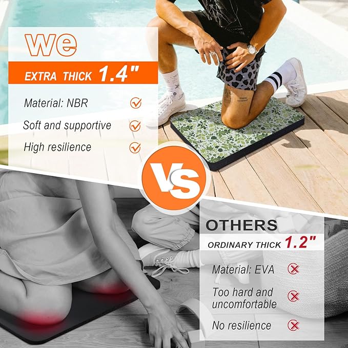 Kneeling Pad, Extra Thick Gardening Kneeling Pad for Women, Large Foam Bathtub Kneeling Pad for Bathing Baby, Waterproof Knee Pads Garden Workout Supplies, 17.5 x 11.6 x 1.4 Inch, Green