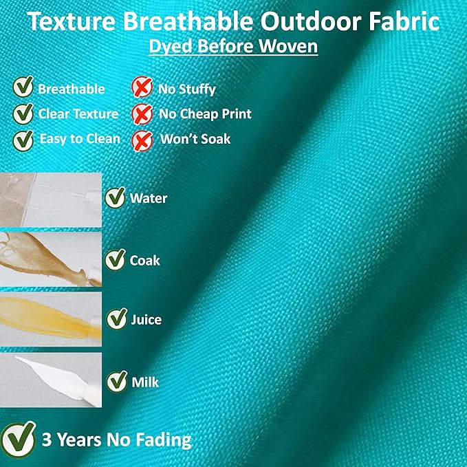 MEETHASUNY Outdoor Patio Furniture Replacement Cushions,25X25X5 Inch Deep Seat Chair Seat Back Cushion Set,All Weather Breathable Sectional Cushions for Patio Furniture Couch Loveseat,Turquoise Blue