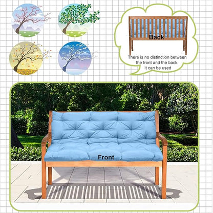 Replacement Cushions for Swing, Waterproof Porch Swing Cushion, 2-3 Seat Replacement Swings Seat Cushion with Backrest and Ties for Patio Backyard Porch Garden(Sky Blue 40 * 60 in)
