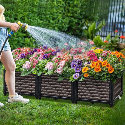 Large Planters for Outdoor Plants 14" Tall Planter Box, Raised Beds for Gardening Self Watering, Elevated Planter Box with Legs, Rectangular Garden Planters for Outdoor Plants Flowers, 47.2"L x 15.7"W
