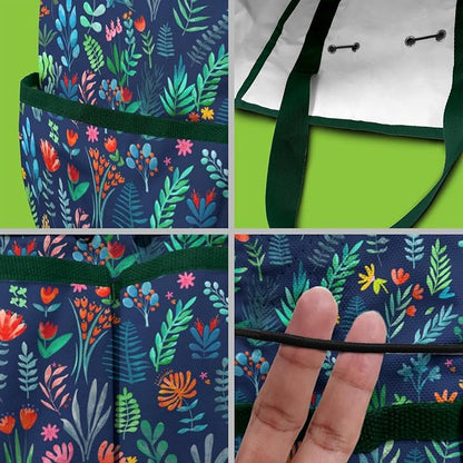 Daisy Flowers Garden Tool Bag - Waterproof Garden Tote with 8 Pockets, Large Storage Home Organizer Gardening Tool Oxford Bag for Garden Tools Kits Holder, Ideal Outdoor Gardening Gift for Women & Men