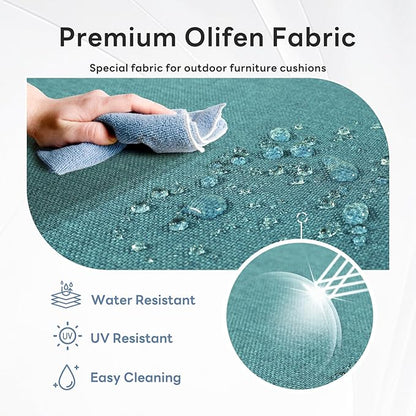 6" Thicker Outdoor Chair Cushion 5 Sets - 24" *24" *6" Waterproof Patio Furniture Cushions with Removable Cover, 28D High Density Sponge Filling Thicken Outdoor Patio Cushions - Peacock Blue