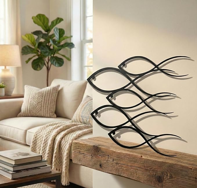 DEKADRON Metal Wall Decor, Fish Family,Home Decoration,Wall Sign, Metal Wall Art, Interior Decoration, Indoor Outdoor Hangings (29" W x 20" H / 75x50cm)