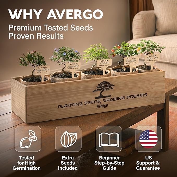 Bonsai Tree Kit Deluxe - 5X Unique Japanese Bonzai Trees | Complete Indoor Bonsai Starter Kits for Growing Trees – DIY Gardening Gifts for Mother, Women & Men, for Father's Day