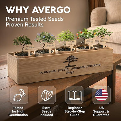 Bonsai Tree Kit Deluxe - 5X Unique Japanese Bonzai Trees | Complete Indoor Bonsai Starter Kits for Growing Trees – DIY Gardening Gifts for Mother, Women & Men, for Father's Day