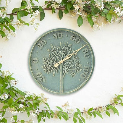 Whitehall Products 10436 Tree of Life 16 inch Indoor Outdoor Wall Thermometer in Bronze Verdigris