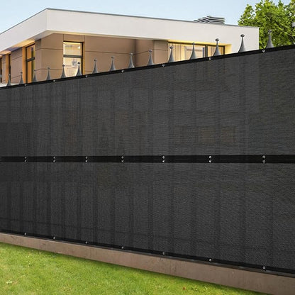 SPORTYOUTH 3ft x 50ft Fence Privacy Screen, Heavy Duty 150 GSM Fencing Mesh Shade Cover Windscreen with Brass Grommets for Outdoor Wall Deck Garden Backyard Porch, Cable Zip Ties Include, Black