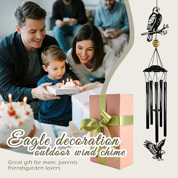 Large Wind Chimes for Outside Deep Tone - 40" Bald Eagle Windchimes Outdoors for Backyard Balcony Porch Home Decor,Memorial Metal Wind Chime Best Gifts for Women/Men Friend Birthday Holiday