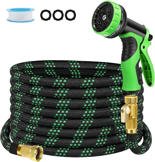 50ft Flexible Garden Hose, Lightweight Water Hose, NON-EXPANDABLE Garden Hose with 10 Function Sprayer Nozzle, Kink-Free Triple-Layer Composite Watering Hose for Yard, Lawn, Outdoor and Car Washing