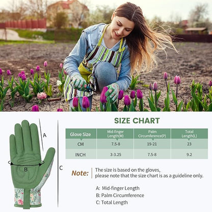 Pleneal Gardening Gloves for Women Men - Leather Garden Gloves Thorn Proof, Outdoor Protective Working Gloves for Weeding