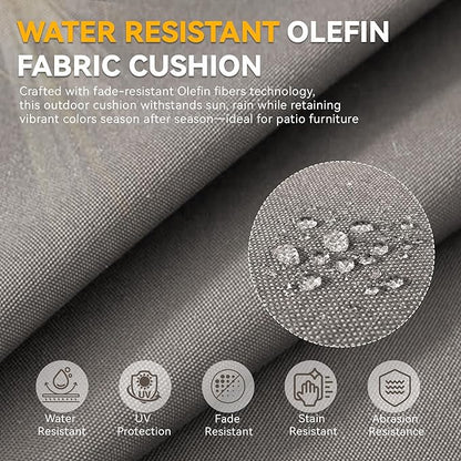Patio Cushions for Outdoor Furniture - 22" x 25" x 4" UV Resistant Thick Foam Cushions Water Resistant Replacement Cushion for Outdoor Patio Furniture Chair/Sofa/Couch | Grey | 6-Pack |