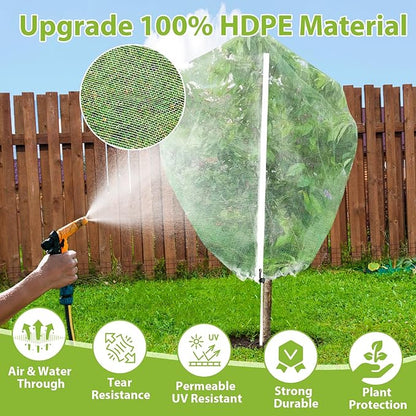 4PCS Fruit Tree Netting with Drawstring and Zipper, 2.62 * 3.28ft Blueberry Bush Netting Cover, Insect Netting for Garden, Garden Fruit Nets Protection from Anti Birds, Bugs