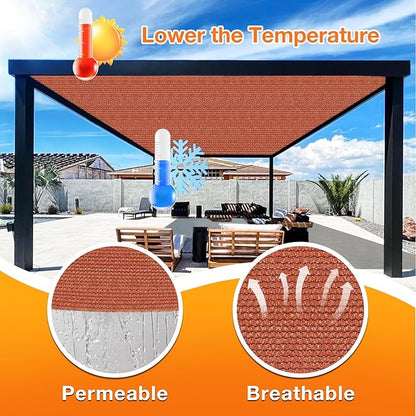 Artpuch 90% Sun Shade Cloth, 6 x 15 FT Pergola Shade Cover Canopy with Grommets, Sun Screen Fabric Tarp for Patio, Outdoor, Garden, Backyard, Rust Red