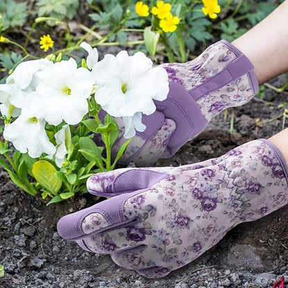 Pleneal Gardening Gloves for Women Men - Leather Garden Gloves Thorn Proof, Outdoor Protective Working Gloves for Weeding