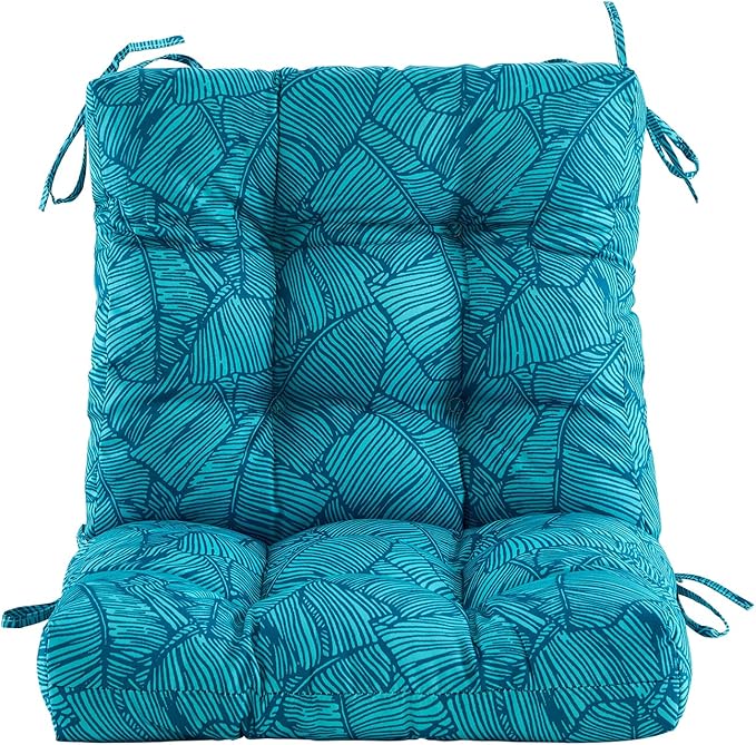 ARTPLAN Seat/Back Outdoor Chair Cushion,Set of 4 Patio Chair Cushion with Tie,Tufted Replacement for Patio Furniture,40x20x4 Inches,4 Count,Floral